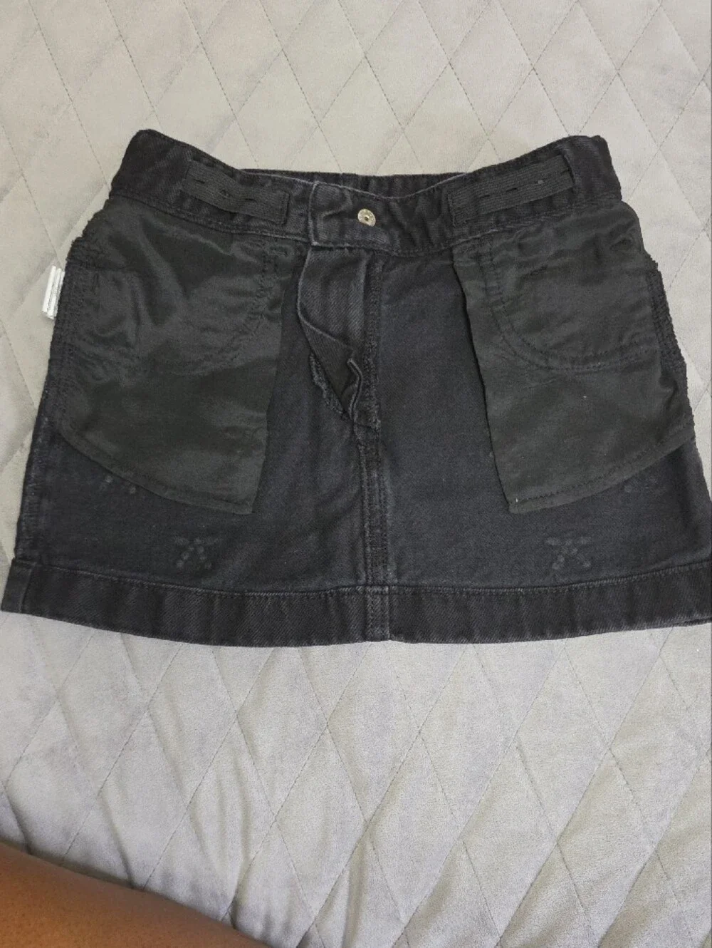 The Children's Place Black Denim Mini Skirt with Crystal Bows